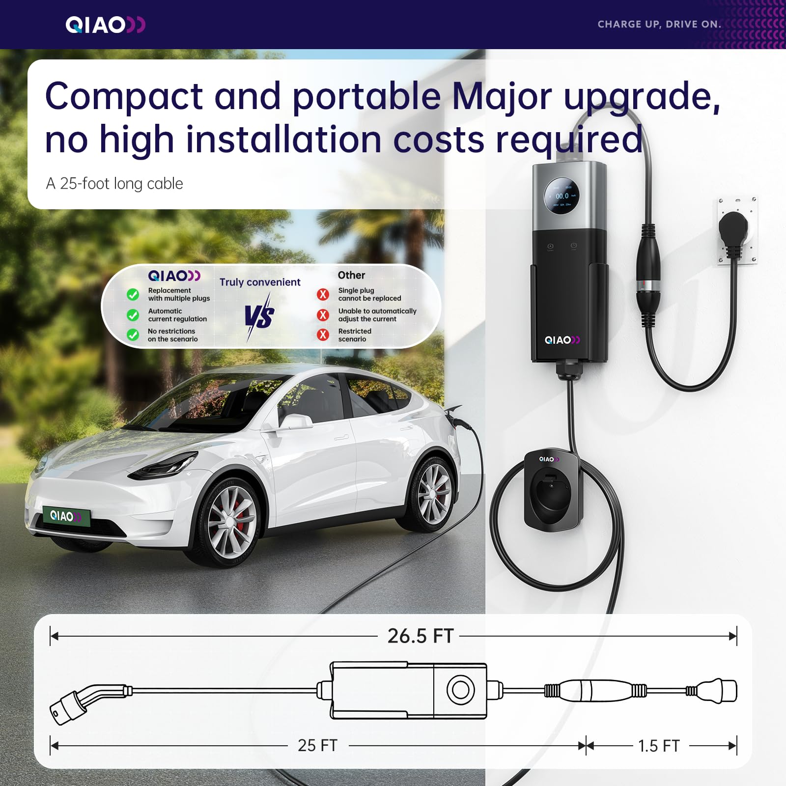QIAO Level 2 EV Charger SAE J1 - Ev Charger Adapter recension och pris
