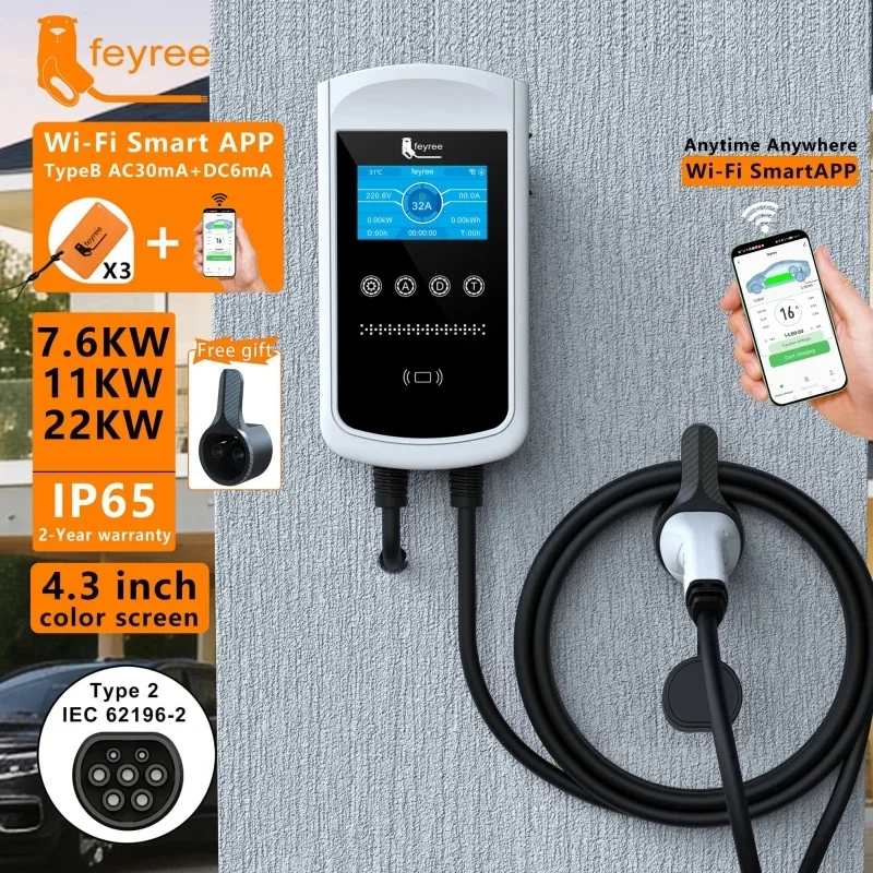 Feyree Type2 EV Charger 32A 7. - Home Ev Charger recension och pris