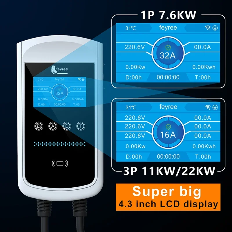 Feyree Type2 EV Charger 32A 7. - Home Ev Charger recension och pris